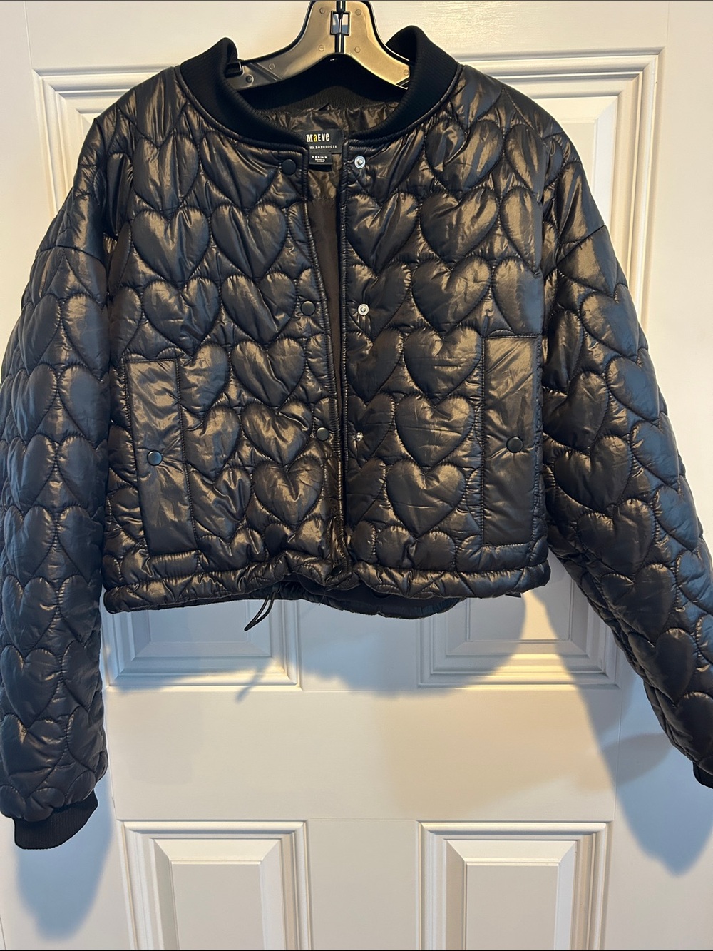 Anthropologie Black Quilted Heart Puffer Jacket